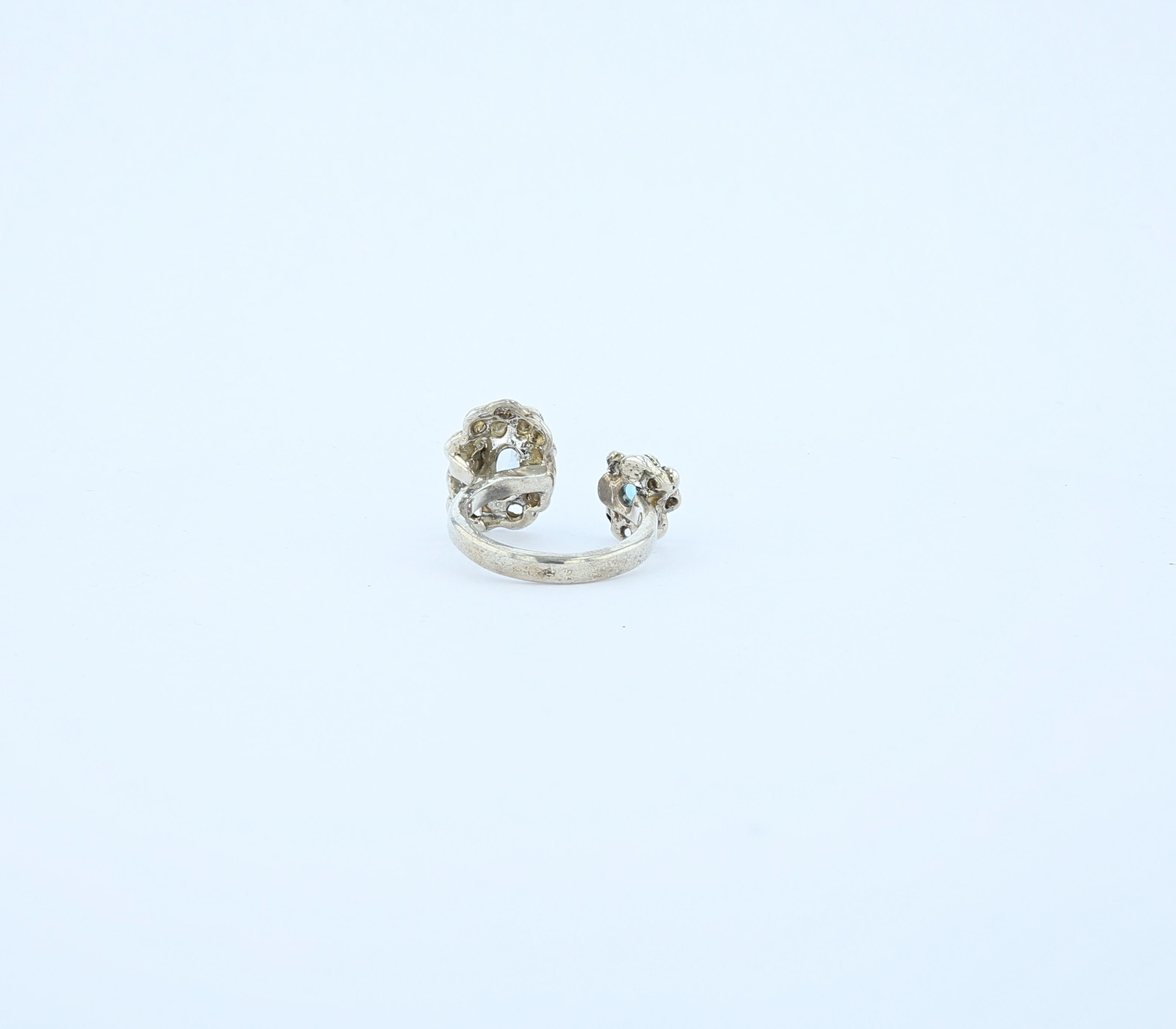 Bague Camélia Double — Argent, Opale Noire d'Éthiopie et Quartz Rutilé – Image 4