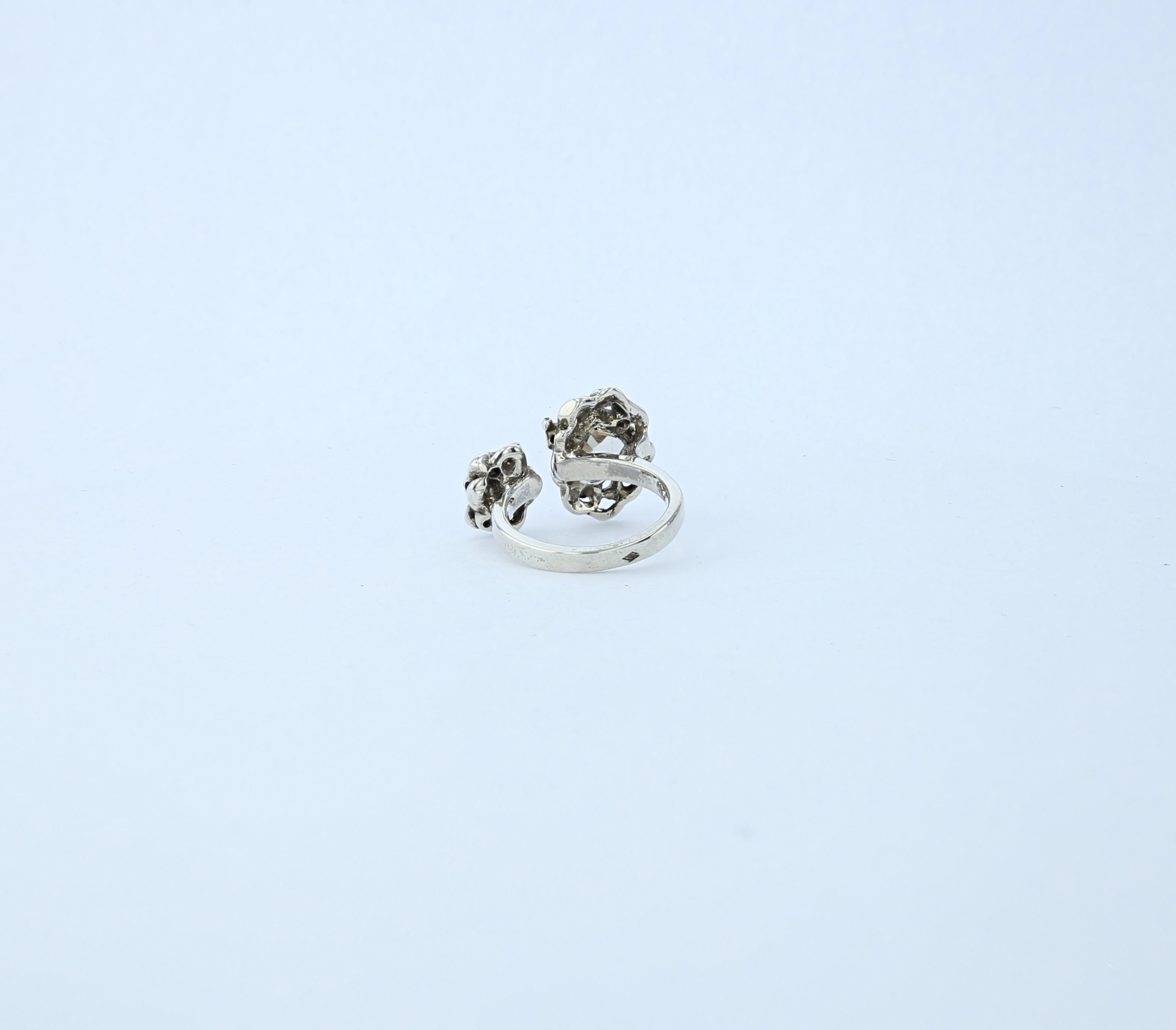 Bague Camélia Double — Argent, Opale Noire d'Éthiopie et Quartz Rutilé – Image 7